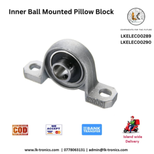 Self-aligning inner ball mounted pillow block for 8mm and 10mm shafts, showing cast iron housing.