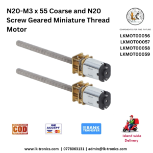 N20-M3 x 55 Coarse and Thread Motor 3V 60RPM | 3V 200RPM | 12V 100RPM | 12V 200RPM