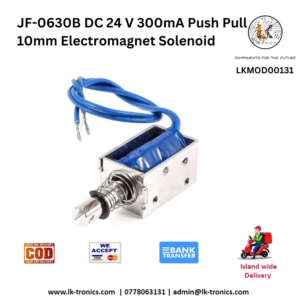 Get the JF-0630B DC 24V push-pull electromagnet solenoid for automation. Features 10mm stroke & 20N force. Ideal for vending, locks, and DIY projects.