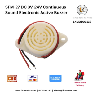 Shop the SFM-27 active buzzer with continuous sound. Operates from DC 3V-24V, 85-105dB output. Ideal for alarms, appliances, and more.