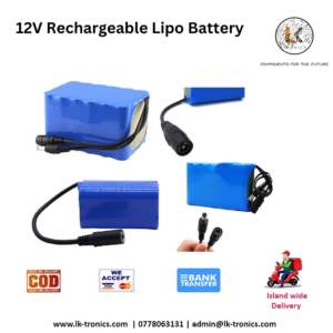 Three 12V rechargeable LiPo batteries: 1500mAh, 3000mAh, and 4000mAh options.