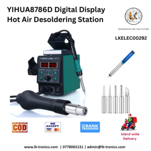 YIHUA8786D Digital Display Hot Air Desoldering Station with pump, sucker, and soldering bits